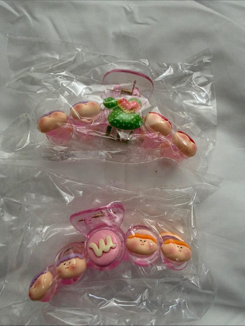 Pink Kids Hair Clip Set with Cute Character Accents